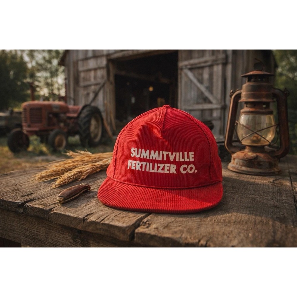 Summitville Fertilizer Co Corduroy Snapback Hat Red Farm Ag Promo VTG Farming